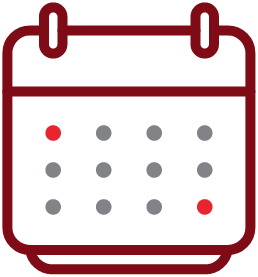 A calendar icon symbolizing timepoints of the median treatment duration for patients with recurrent symptoms