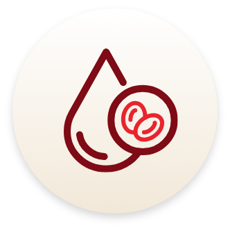 An illustrations of a blood drop visualizing durable anemia response as an outcome of successful treatment management 